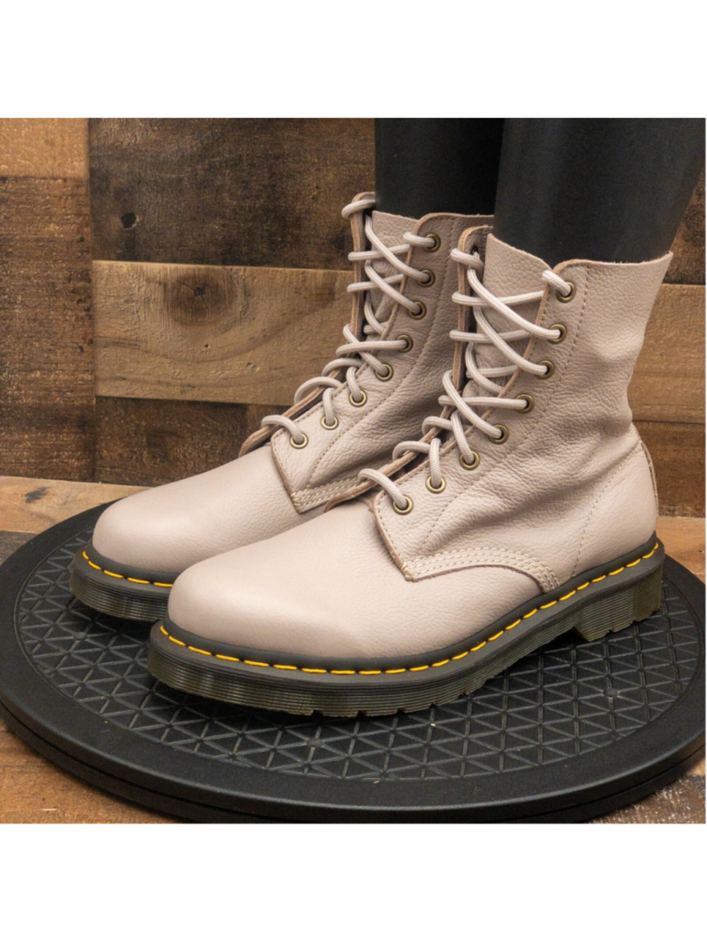 DR MARTENS 1460 PASCAL WOMENS BOOTS TAUPE LEATHER CHUNKY Y2K RETRO COMBAT SIZE 6